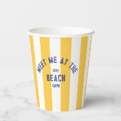 ブルーミートマイアットザビーチイエローカバナストライプ 紙コップ (裏面)