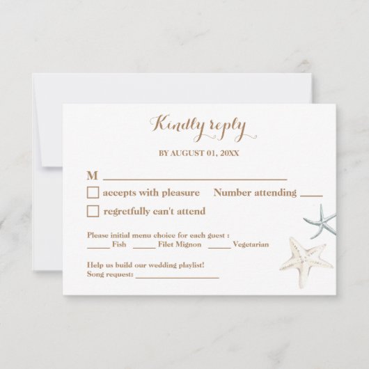 ブルーミール選択ソングリクエスト結婚の小さいRSVP ノートカード (正面)