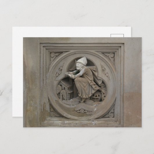 ブルームのハロウィーンの魔女3d石の彫刻写真 ポストカード (正面/裏面)