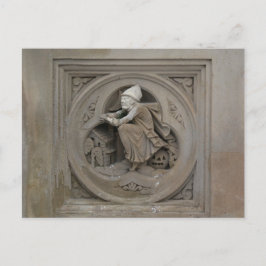 ブルームのハロウィーンの魔女3d石の彫刻写真 ポストカード