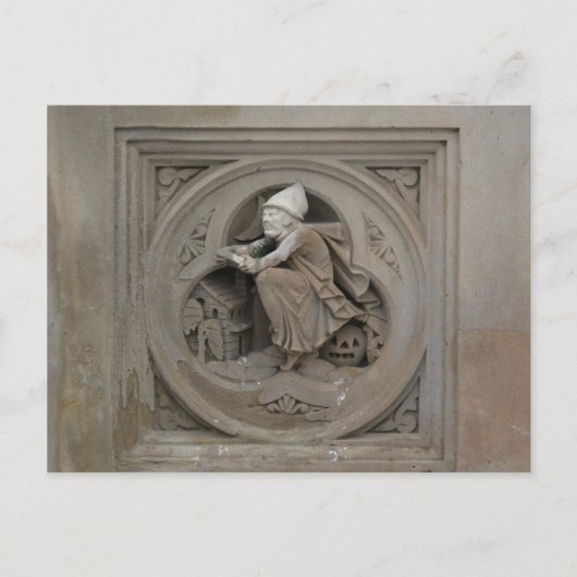 ブルームのハロウィーンの魔女3d石の彫刻写真 ポストカード (正面)