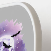 ブルームの上の紫ハロウィーンの魔女こうもり満月 ピックルボールラケット (左詳細)