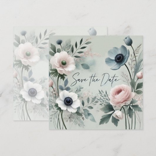 ブルームの青い花を保存する日 招待状 (正面/裏面)