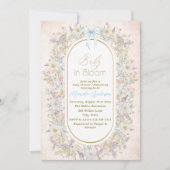 ブルームエレガントピンクの花の水彩ベビーB 招待状 (正面)