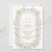 ブルームエレガントピンクの花の水彩ベビーB 招待状 (正面)