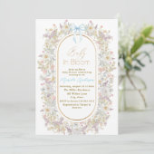 ブルームエレガントピンクの花の水彩ベビーB 招待状 (スタンド正面)