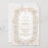 ブルームエレガントピンクの花の水彩ベビーB 招待状 (正面)