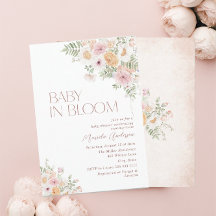 ブルームエレガントピンクの花の水彩ベビーB