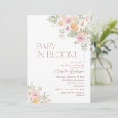 ブルームエレガントピンクの花の水彩ベビーB 招待状 (スタンド正面)