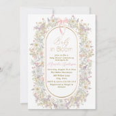 ブルームエレガントピンクの花の水彩ベビーB 招待状 (正面)