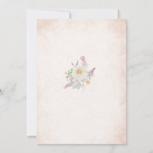 ブルームエレガントピンクの花の水彩ベビーB 招待状 (裏面)