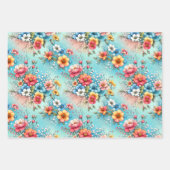 ブルームスケープ青3 ラッピングペーパーシート (正面2)