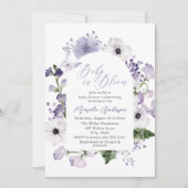 ブルームパーエレガントプルの花の水彩ベビー 招待状 (正面)