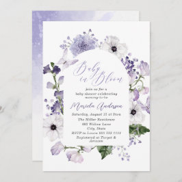 ブルームパーエレガントプルの花の水彩ベビー 招待状