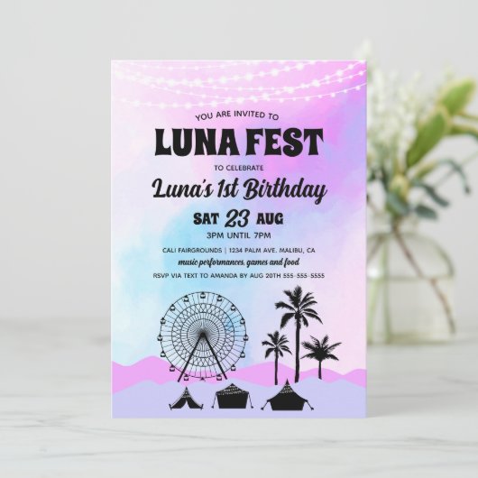 ブルームパープルミュージックフェスティバル誕生日 招待状 (スタンド正面)