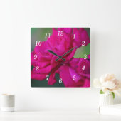 ブルームピンクのローズウォールクロック スクエア壁時計 (ホーム)
