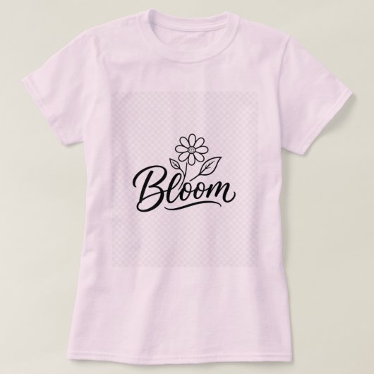 ブルームフラワーミニマリストデザイン Tシャツ (デザイン正面)