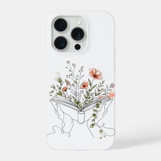 ブルームブックの植物画ラインアート iPhoneケース (裏面)
