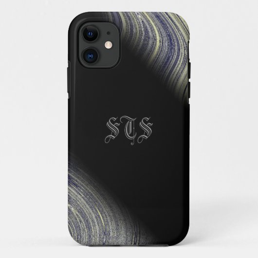 ブルームブルーフラクタルギラギラモノグラムiPhone Case-Mate iPhoneケース (裏面)