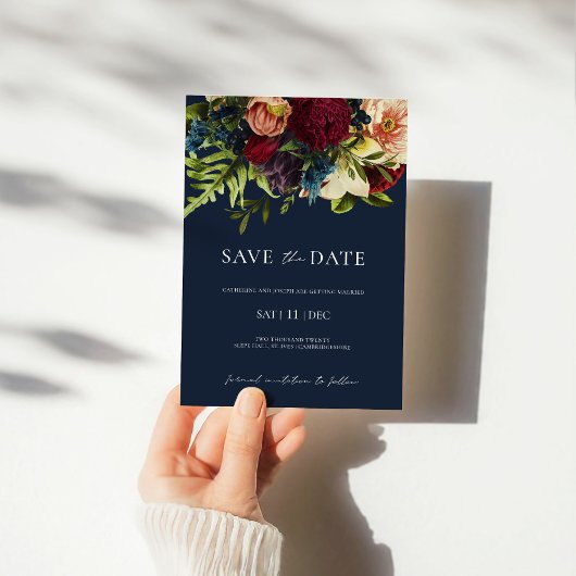 ブルームーディフローラブルゴーニュ結婚式の日付を保存 招待状