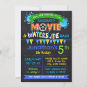 ブルームービー&ウォータースライド子供の誕生日サマーパーティー 招待状 (正面)