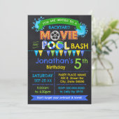 ブルームービー&プール誕生日夏パーティー 招待状 (スタンド正面)