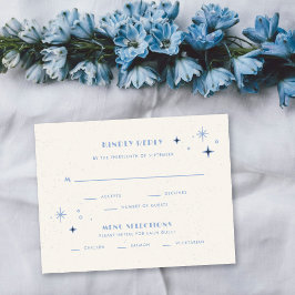 ブルームーンと星のセレストियलウェディングRSVPカード ノートカード