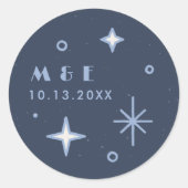 ブルームーンと星の天体結婚シール ラウンドシール (正面)