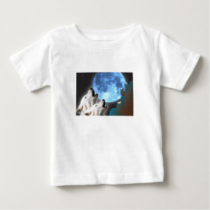 ブルームーンのオオカミの乳児のTシャツ ベビーTシャツ