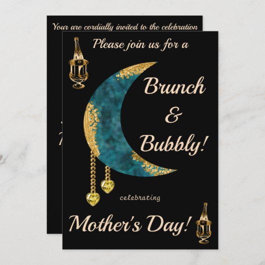 ブルームーンのギルドゴールド、イエローハートの母の日 招待状 (正面/裏面)