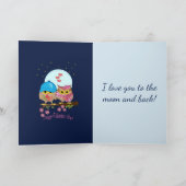 ブルームーンのバレンタインのフクロウ及びカスタムな文字 シーズンカード (内部)