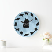 ブルームーンの13匹の幸運な猫 ラージ壁時計 (ホーム)