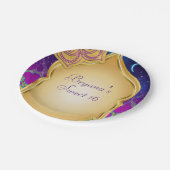 ブルームーンアラビアンナイトグラム金ゴールドパープルパーティー ペーパープレート (アングル)