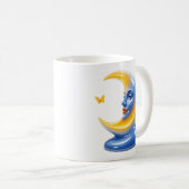 ブルームーンイラスト 光沢のある天体デザイン コーヒーマグカップ (正面右)