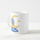 ブルームーンイラスト 光沢のある天体デザイン コーヒーマグカップ (正面左)
