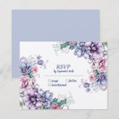 ブルームーンオンフラワー（背面）：ウェディングRSVPカード ノートカード (正面/裏面)