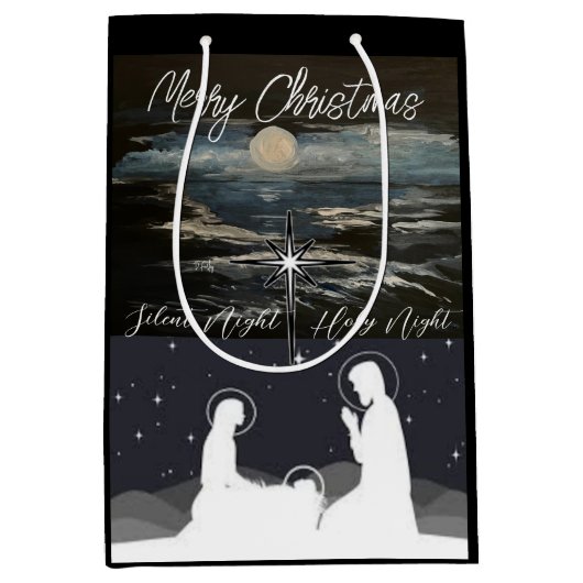 ブルームーンクリスマス出生ミディアムプレゼント ミディアムペーパーバッグ (正面)