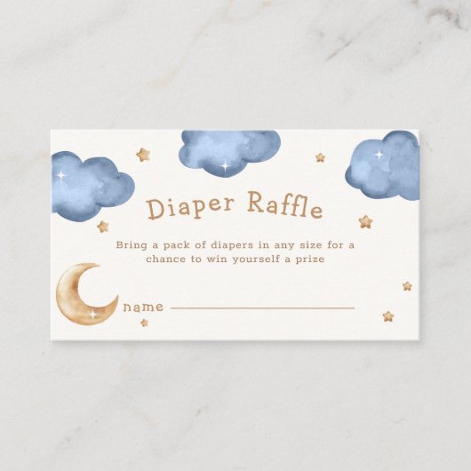 ブルームーンスターズきらめくオムツラッフルベビーシャワー エンクロージャーカード (正面)