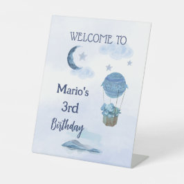 ブルームーンゾウかわいい誕生日の男の子へようこそ 台座サイン