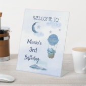 ブルームーンゾウかわいい誕生日の男の子へようこそ 台座サイン (インサイチュ)