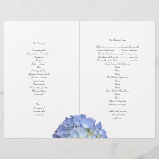 ブルームーンフォールディングフローラ結婚式 プログラムテンプレート (裏面)