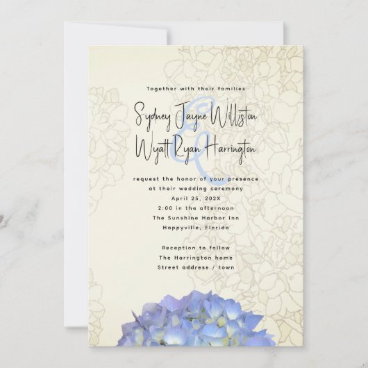 ブルームーンフローラアートワーク結婚式招待状 招待状 (正面)