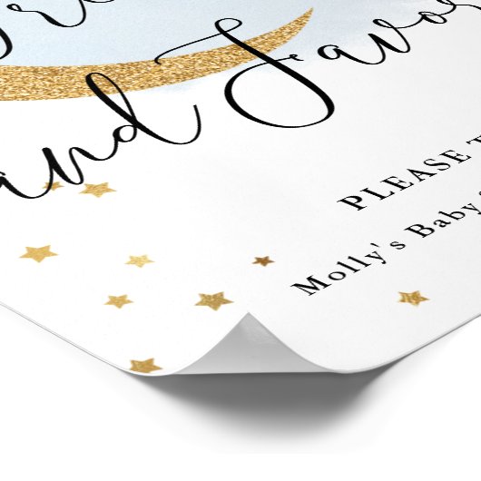 ブルームーンベビーシャワー金ゴールドテーブルの処理と好意 ポスター (角)