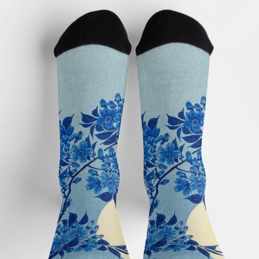 ブルームーンライトツリー:日本のさくらんぼブロッサムナイト ソックス (上部)