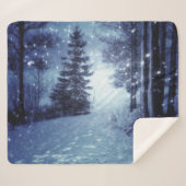 ブルームーンライトマジカルフォレストウィンターシーン シェルパブランケット (正面(横))