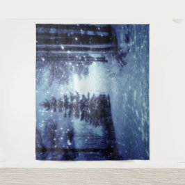 ブルームーンライトマジカルフォレストウィンターシーン タペストリー