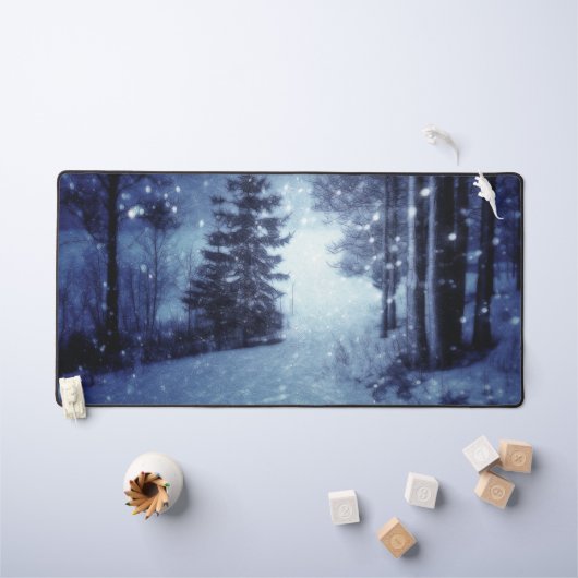 ブルームーンライトマジカルフォレストウィンターシーン デスクマット (キッズテーブル)