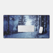 ブルームーンライトマジカルフォレストウィンターシーン デスクマット (キーボード&マウス)