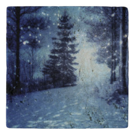 ブルームーンライトマジカルフォレストウィンターシーン トリベット