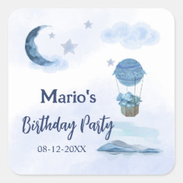 ブルームーンリトルゾウの誕生日の男の子 スクエアシール